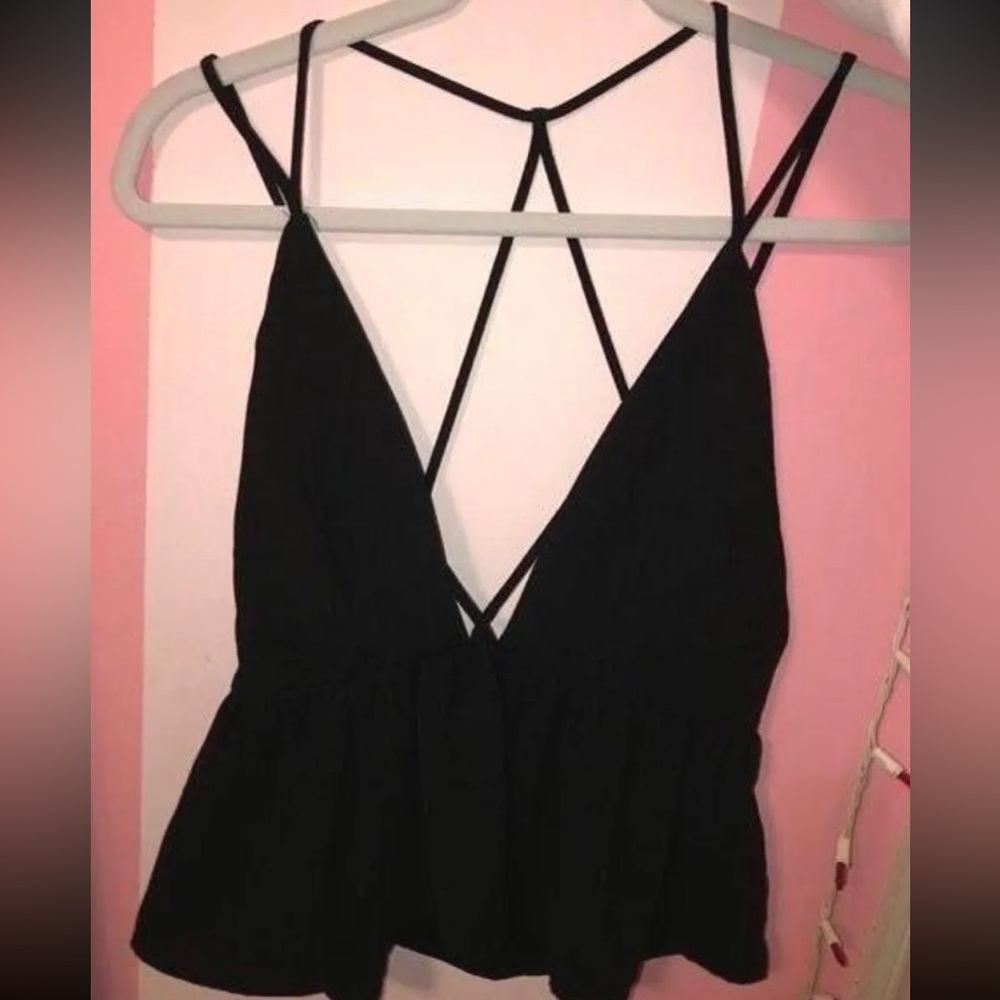 Urban Outfitters Black Backless Peplum Camisole